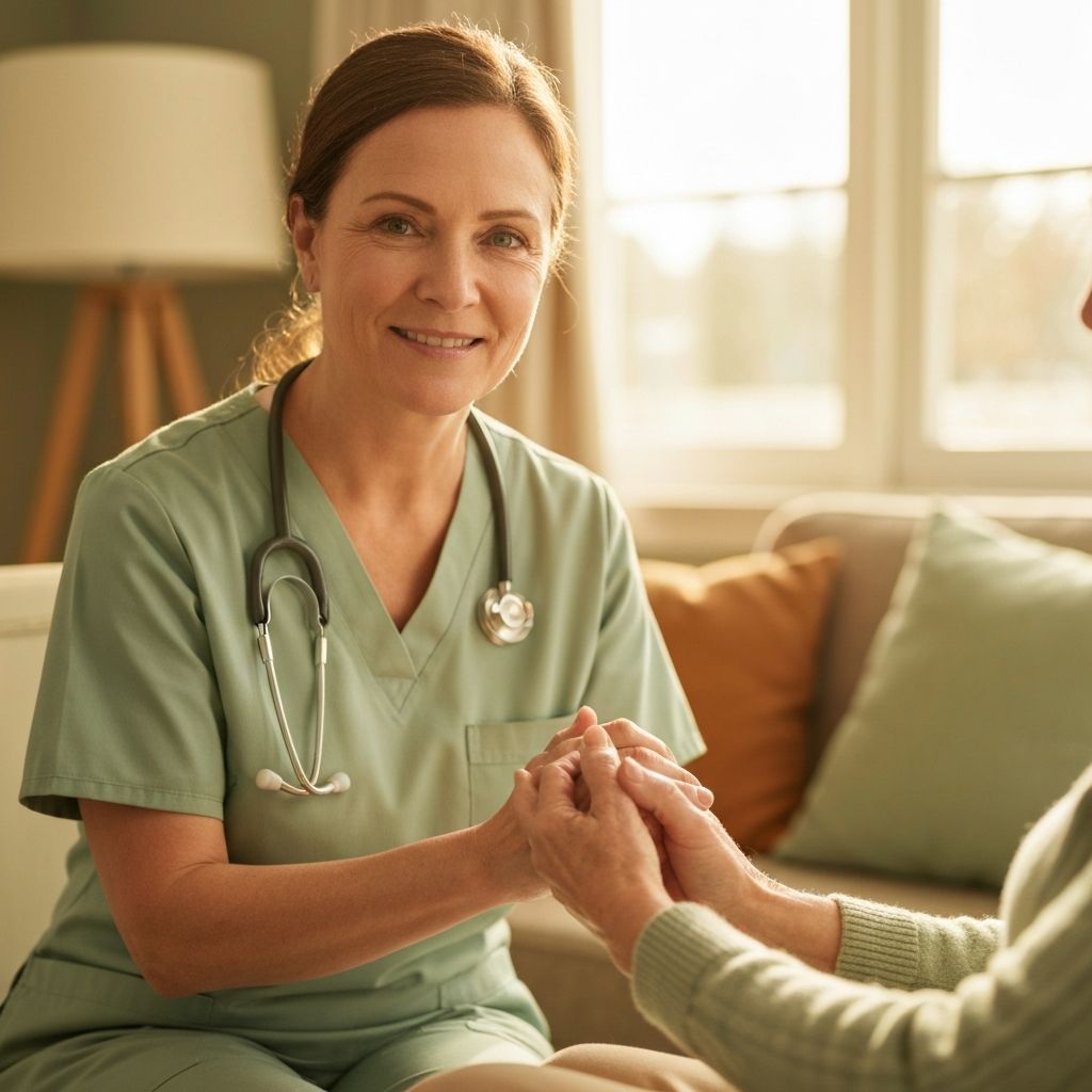 Caring healthcare worker with elderly patient
